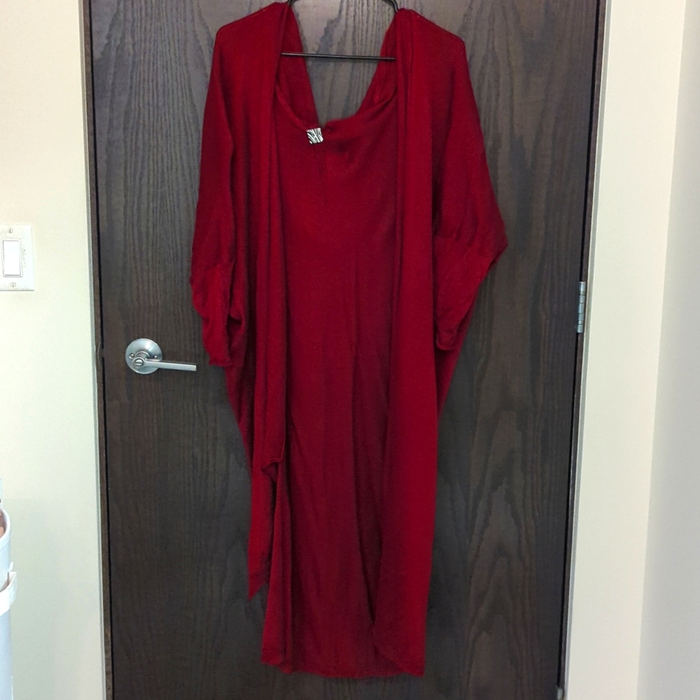 Long red knit cover up! 👙